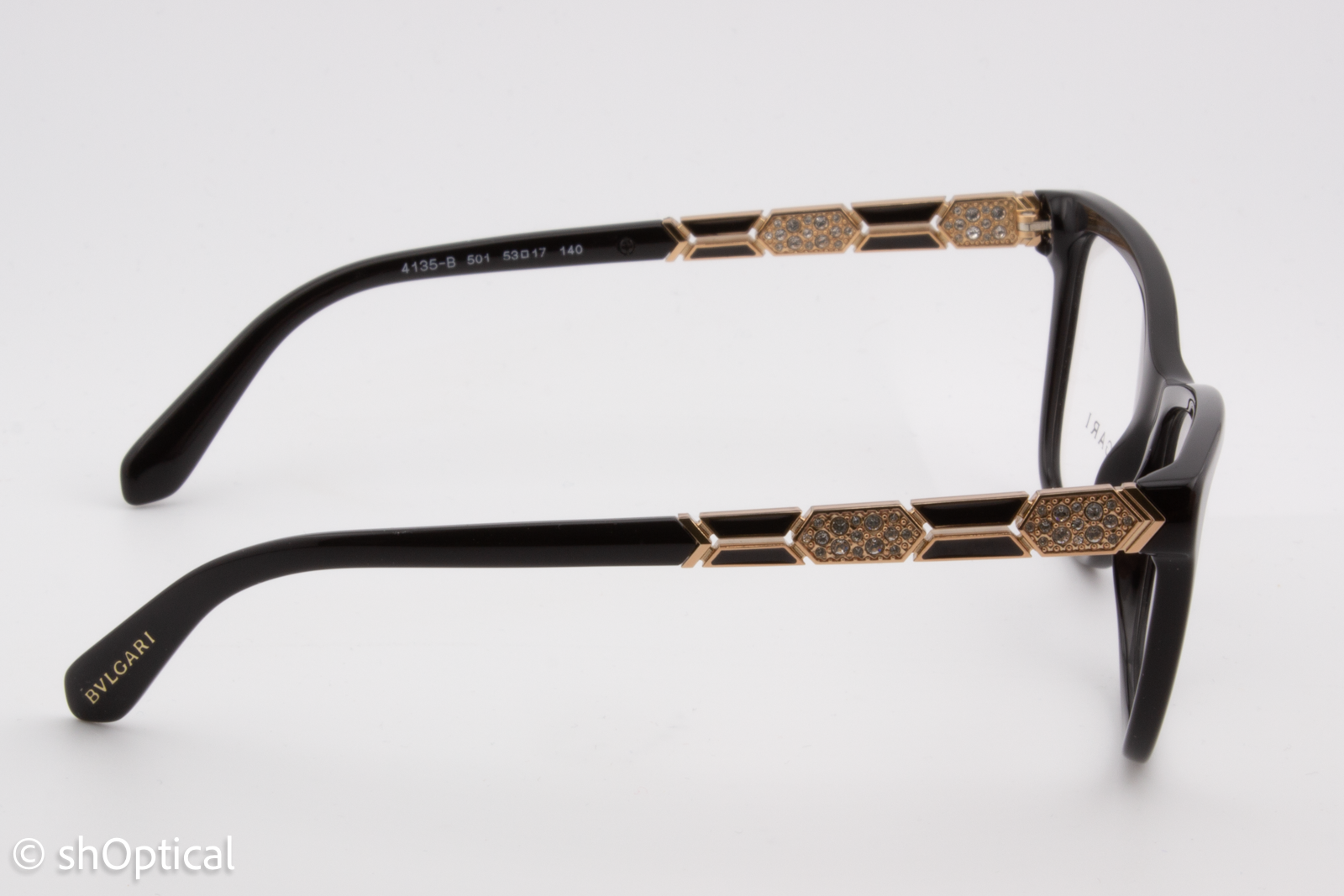 Bvlgari 4135-B  Female Square Glasses Frame Black 53mm