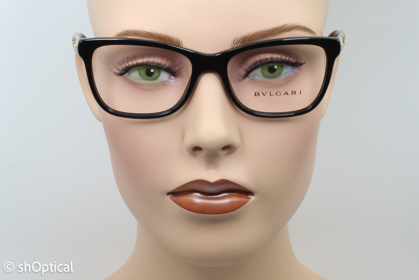 Bvlgari 4135-B  Female Square Glasses Frame Black 53mm