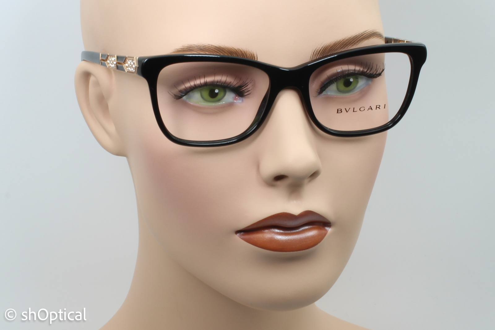 Bvlgari 4135-B  Female Square Glasses Frame Black 53mm