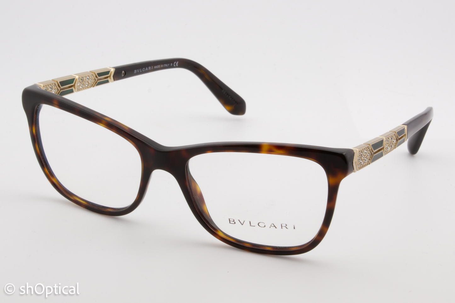 Bvlgari 4135-B  Female Square Glasses Frame Dark Havana 53mm