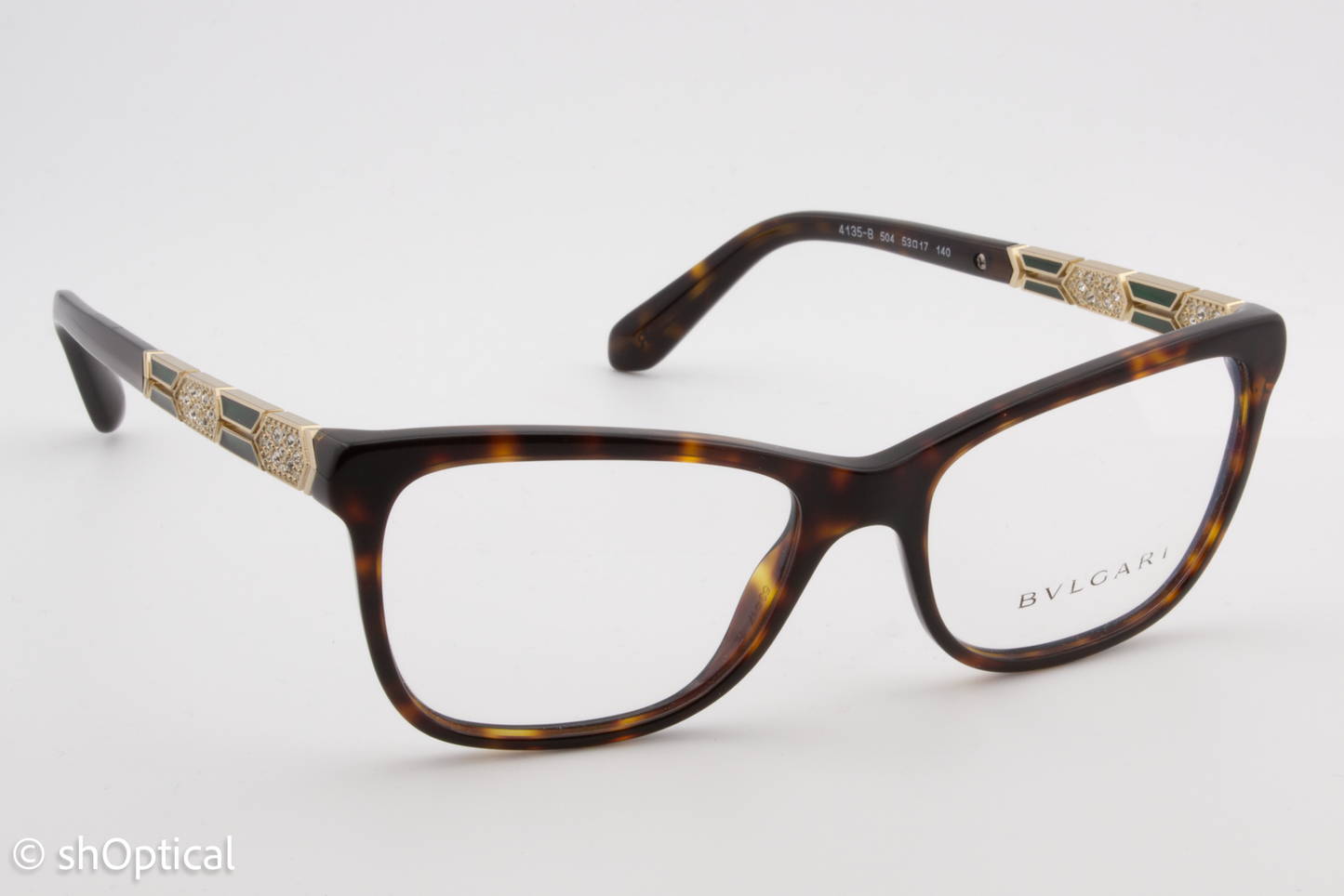 Bvlgari 4135-B  Female Square Glasses Frame Dark Havana 53mm