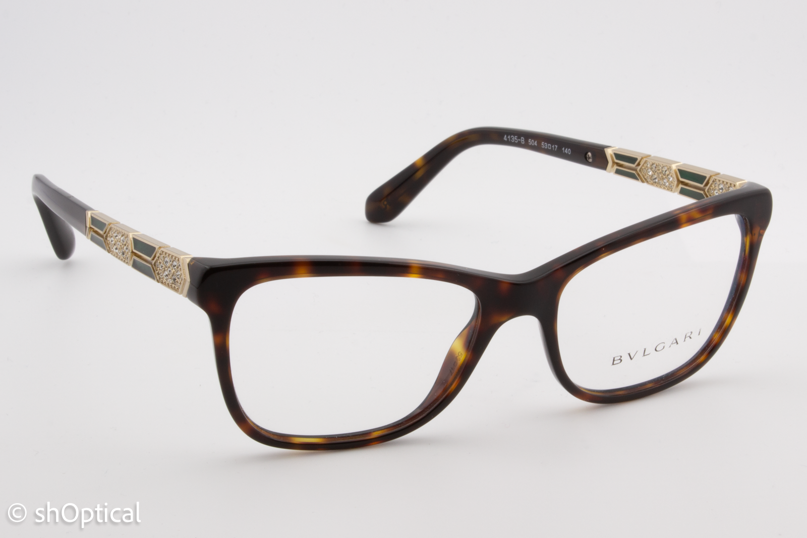 Bvlgari 4135-B  Female Square Glasses Frame Dark Havana 53mm