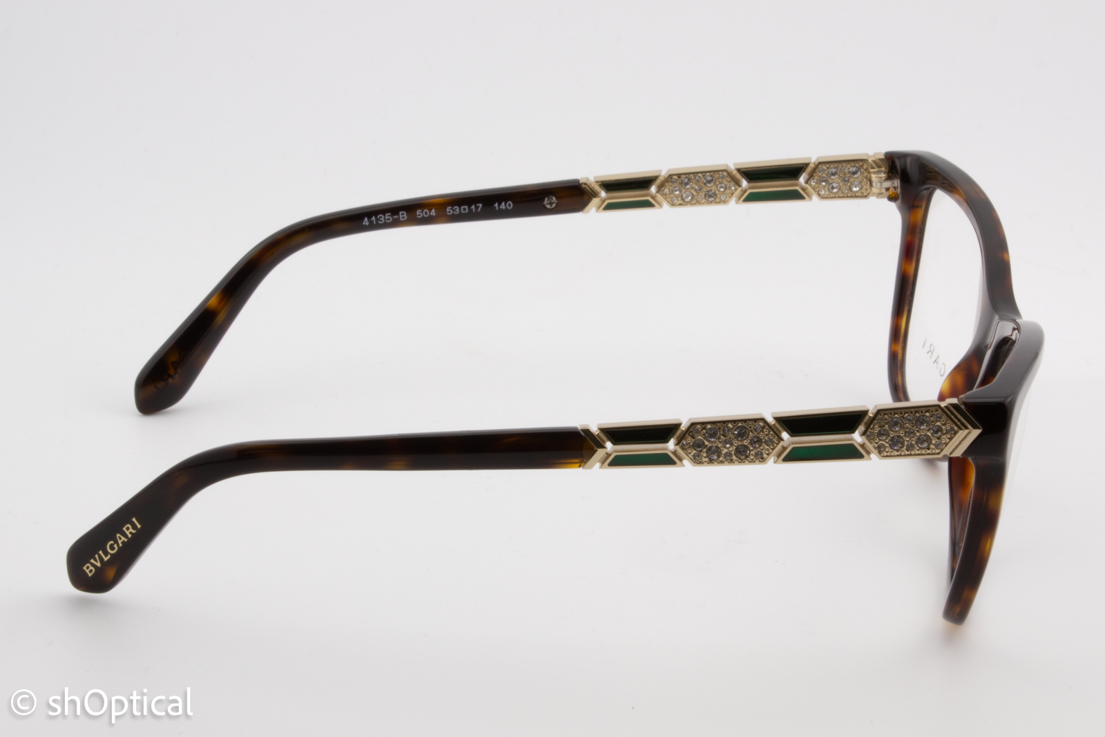 Bvlgari 4135-B  Female Square Glasses Frame Dark Havana 53mm