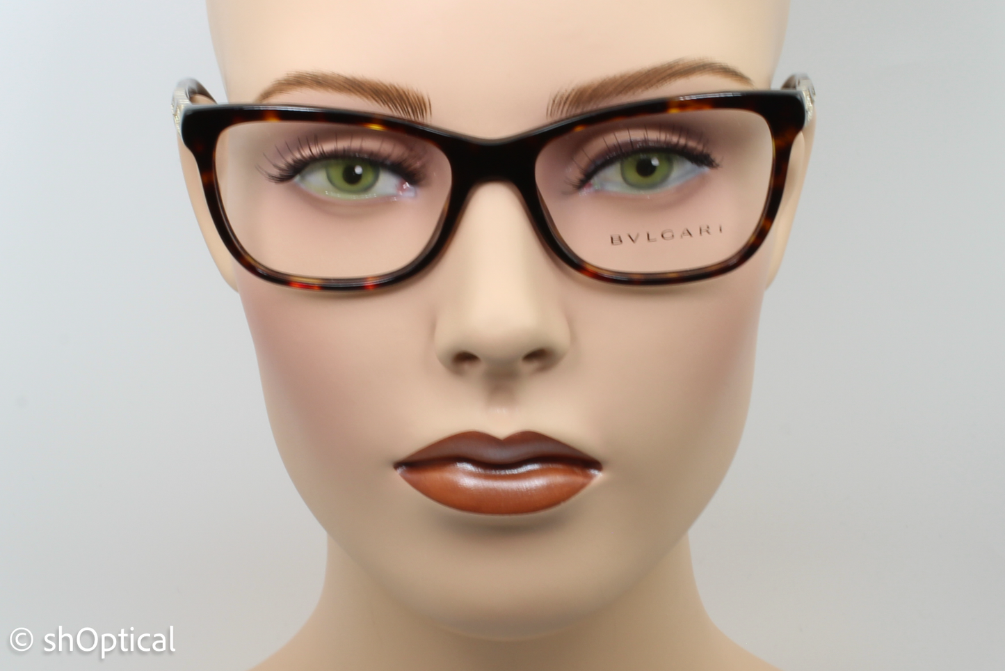 Bvlgari 4135-B  Female Square Glasses Frame Dark Havana 53mm