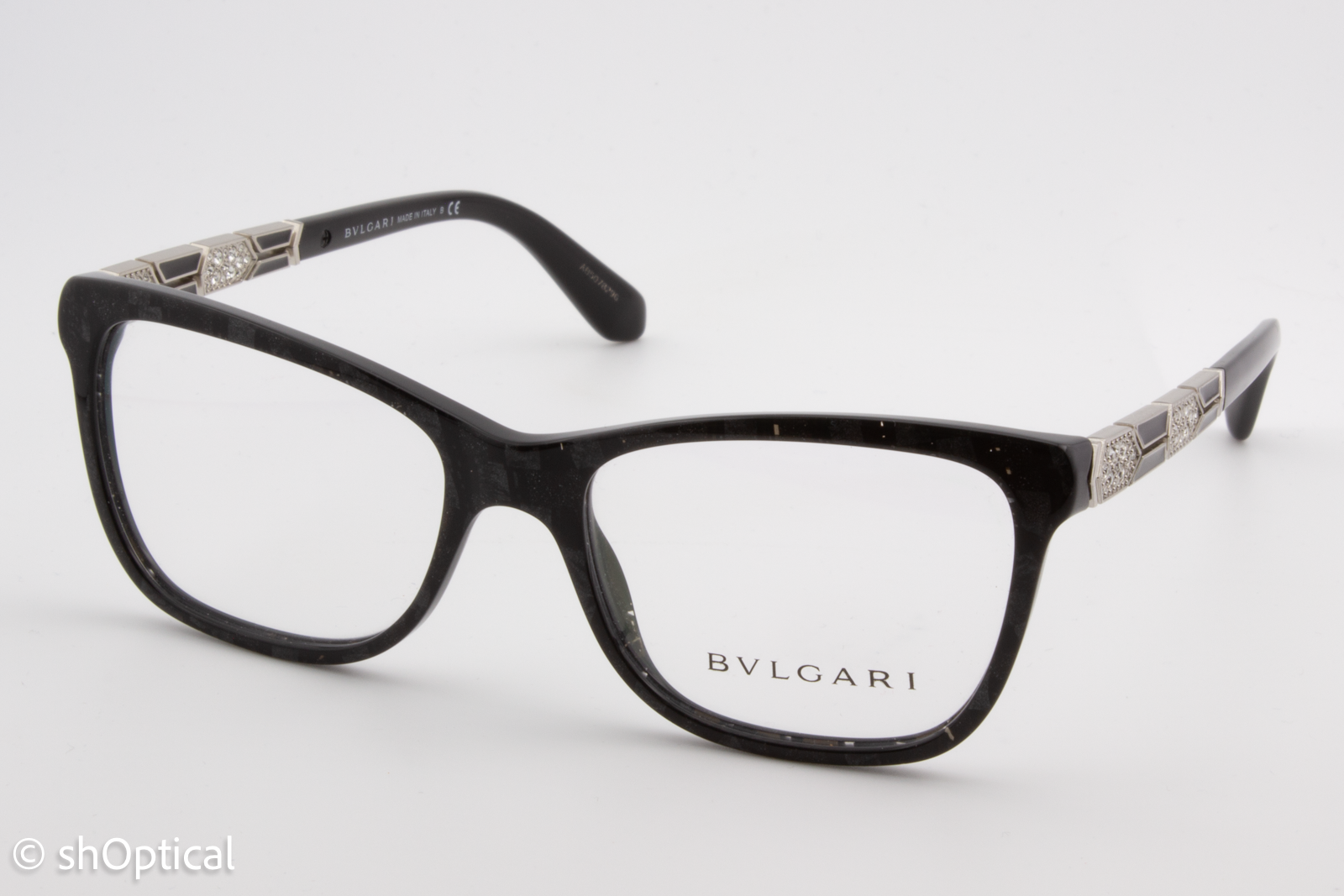 Bvlgari 4135-B  Female Square Glasses Frame Bvlgari Black (Mamba) 53mm