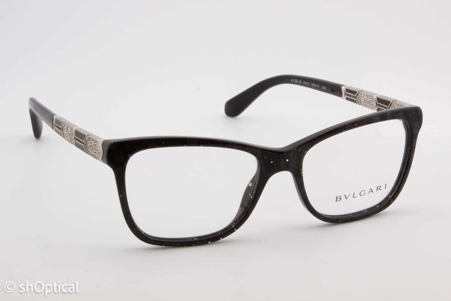 Bvlgari 4135-B  Female Square Glasses Frame Bvlgari Black (Mamba) 53mm