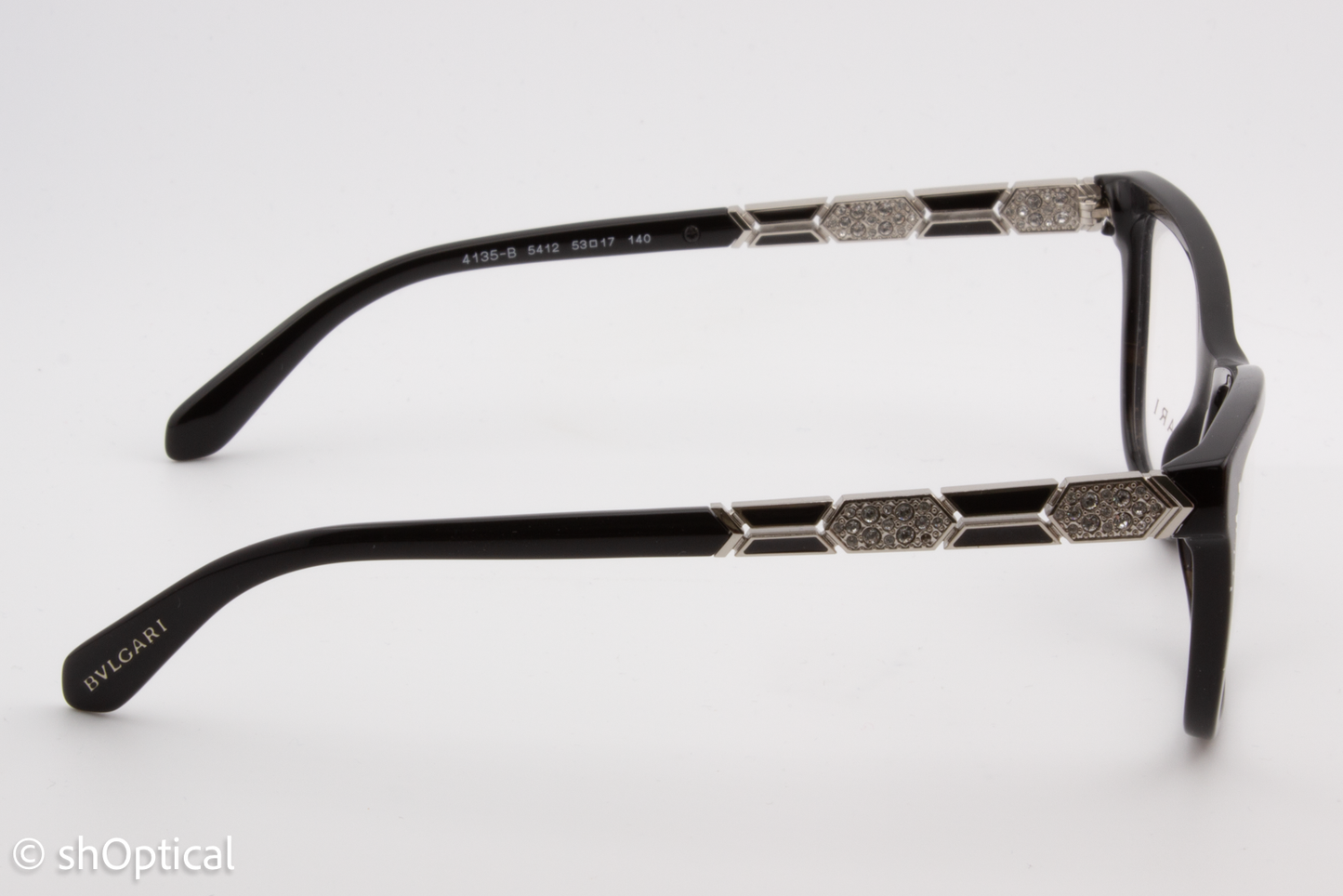 Bvlgari 4135-B  Female Square Glasses Frame Bvlgari Black (Mamba) 53mm