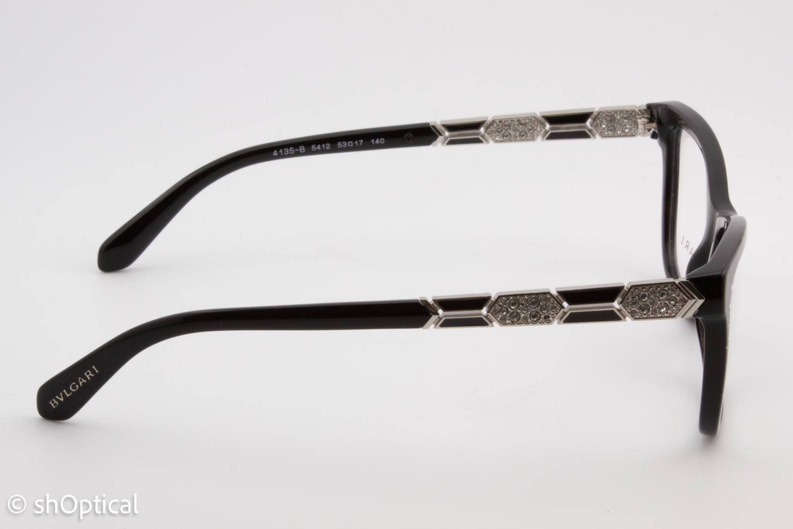 Bvlgari 4135-B  Female Square Glasses Frame Bvlgari Black (Mamba) 53mm