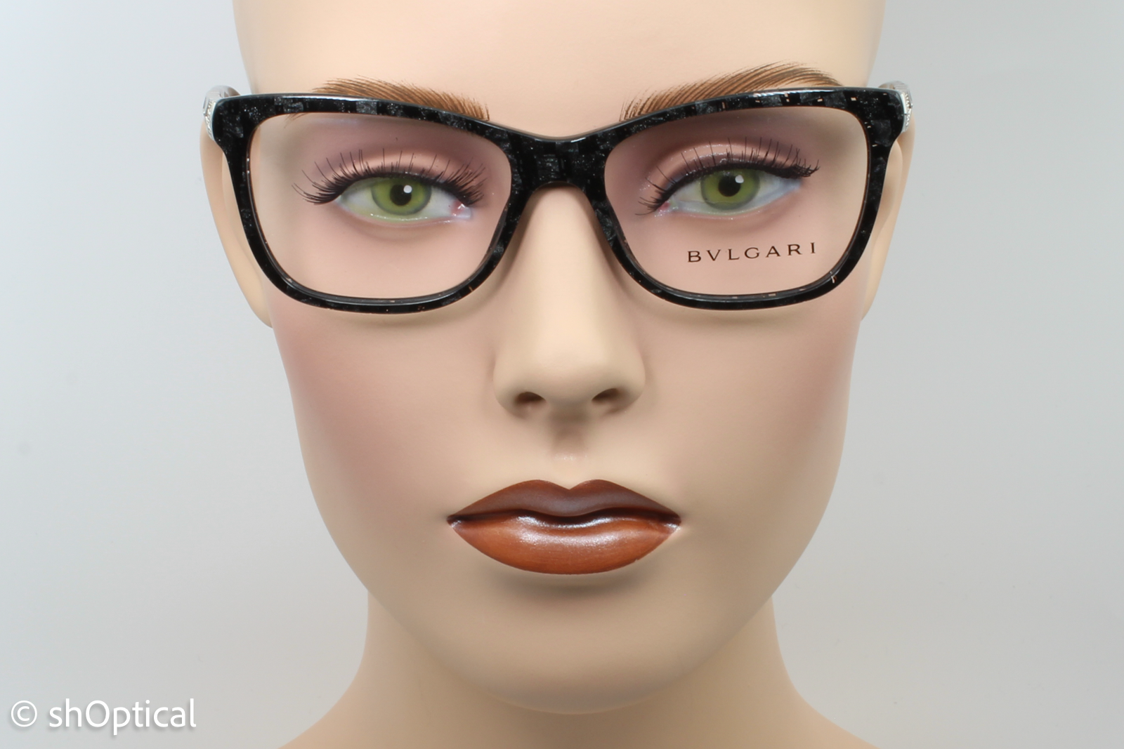 Bvlgari 4135-B  Female Square Glasses Frame Bvlgari Black (Mamba) 53mm