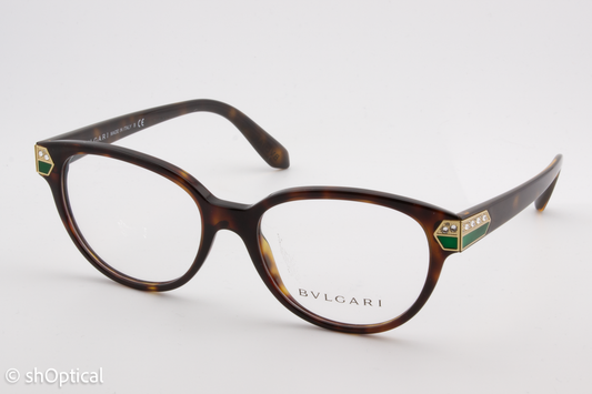 Bvlgari 4136-B  Female Cat Eye Glasses Frame Dark Havana 52mm