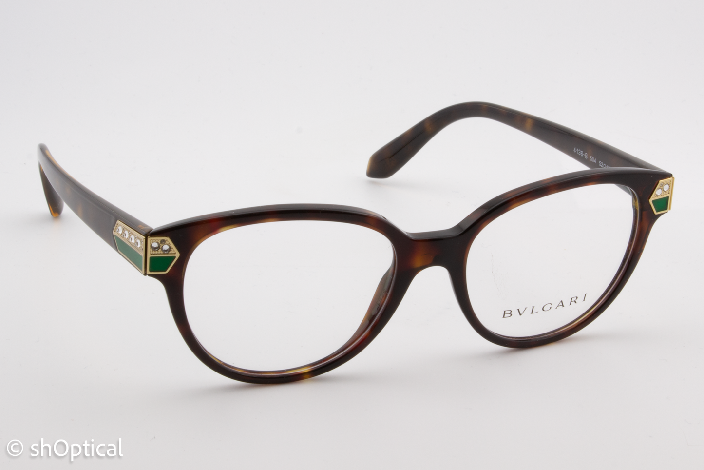 Bvlgari 4136-B  Female Cat Eye Glasses Frame Dark Havana 52mm