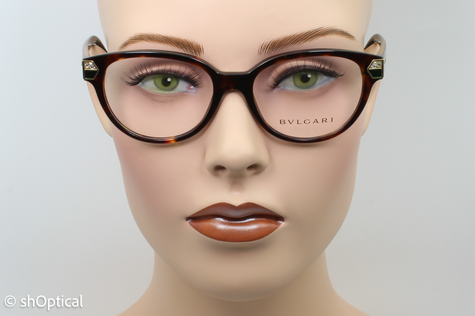 Bvlgari 4136-B  Female Cat Eye Glasses Frame Dark Havana 52mm