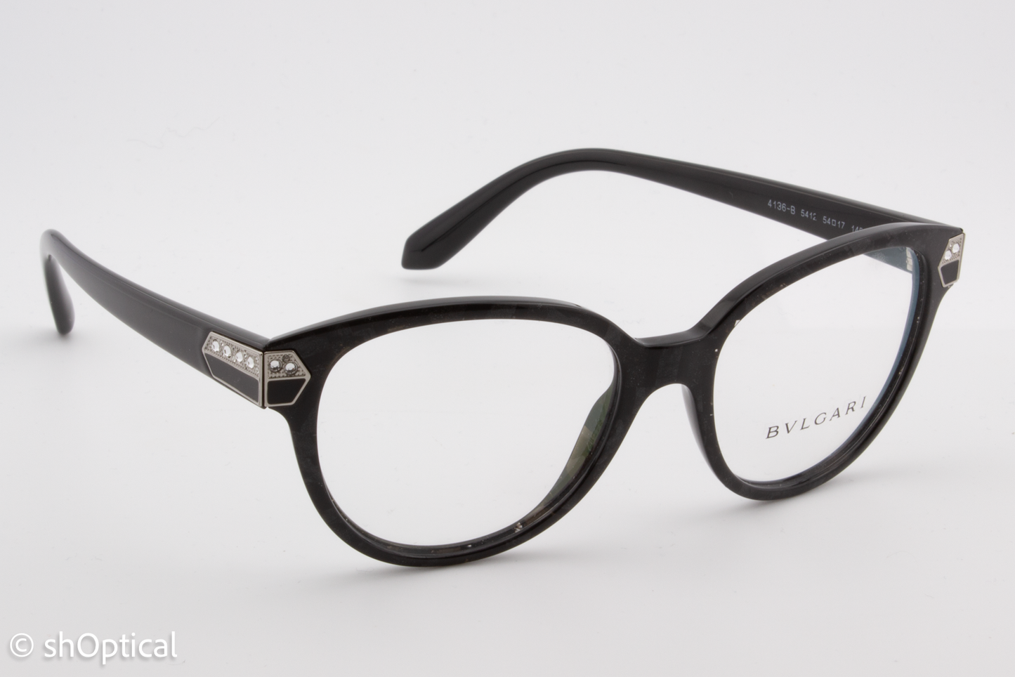 Bvlgari 4136-B  Female Cat Eye Glasses Frame Bvlgari Black (Mamba) 54mm