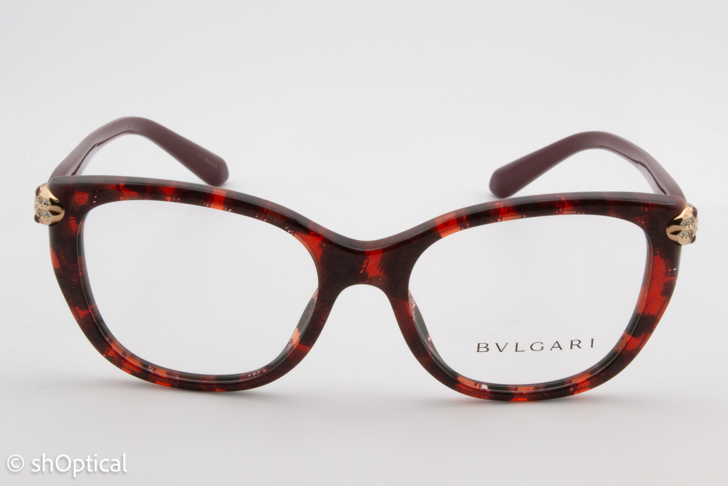 Bvlgari 4140-B  Female Square Glasses Frame Red Mamba 52mm