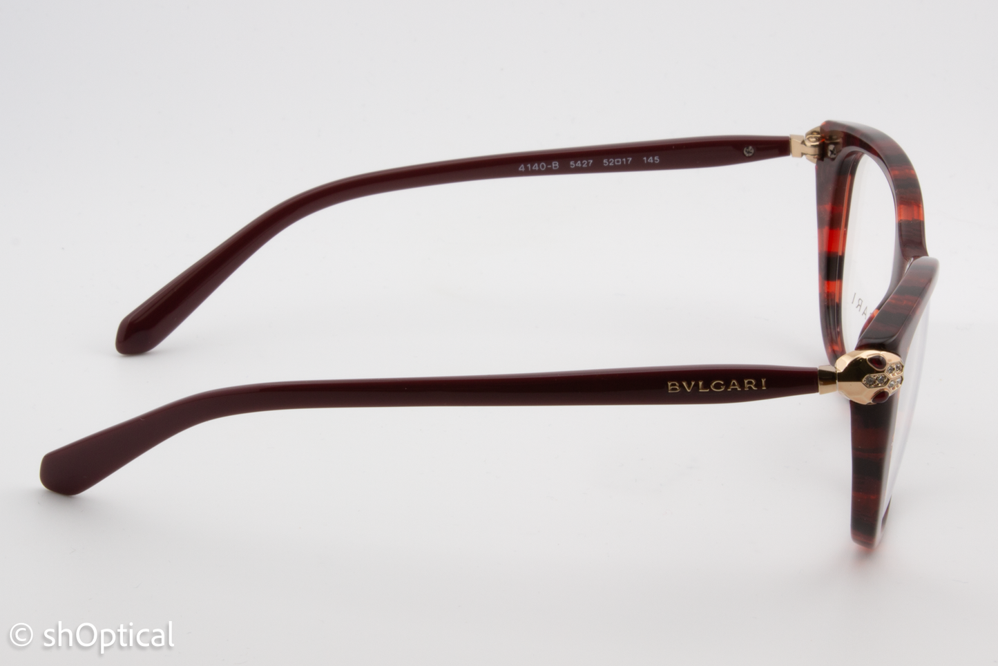 Bvlgari 4140-B  Female Square Glasses Frame Red Mamba 52mm