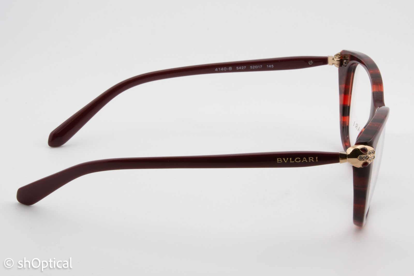 Bvlgari 4140-B  Female Square Glasses Frame Red Mamba 52mm
