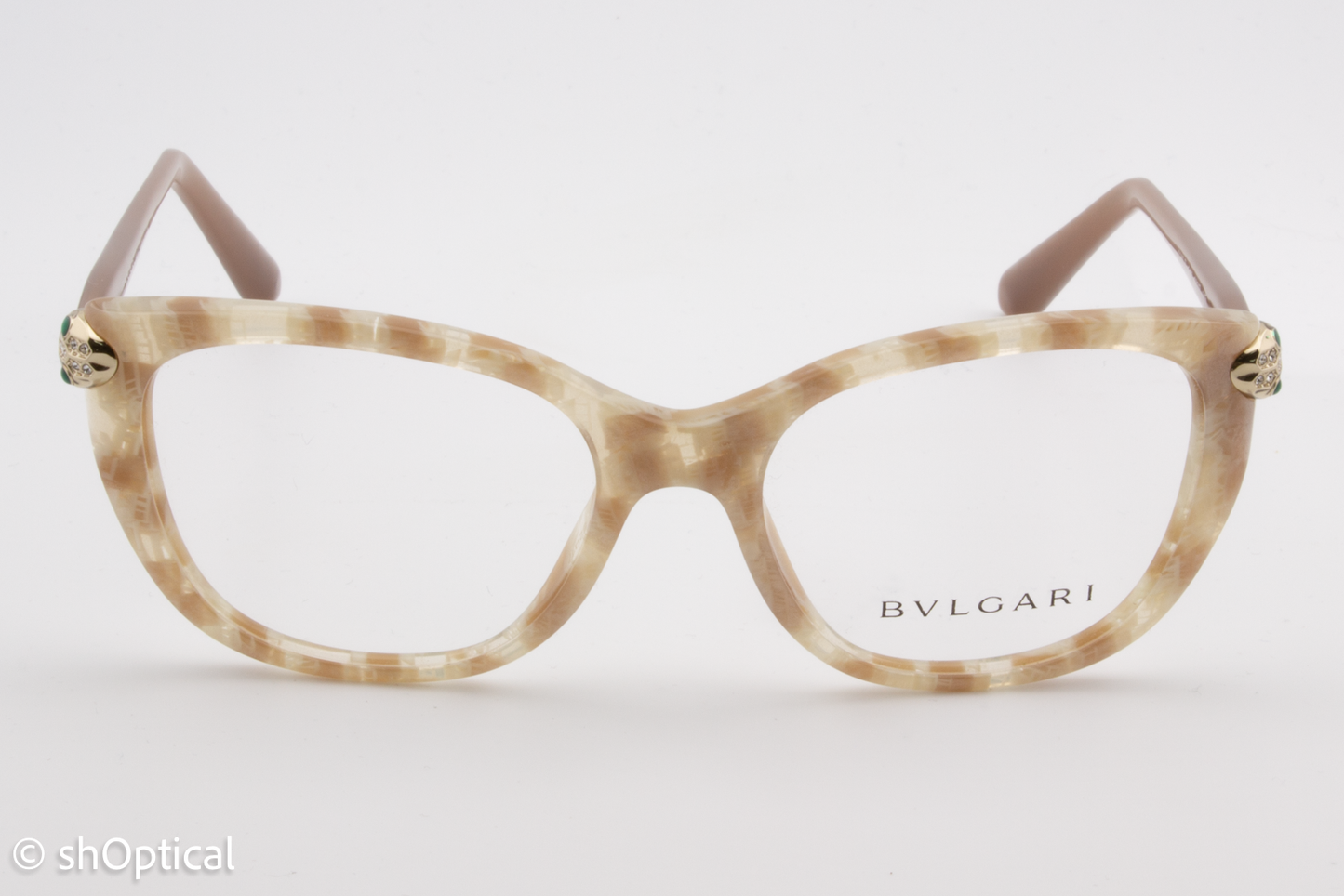 Bvlgari 4140-B  Female Square Glasses Frame Beige Mamba 52mm