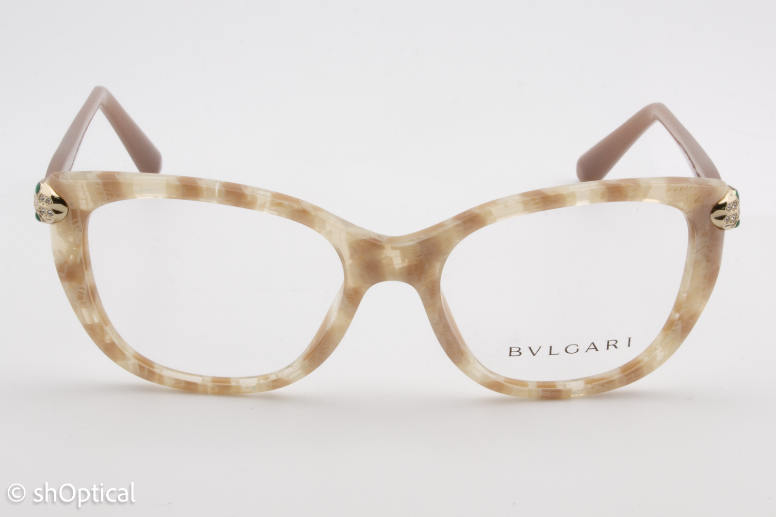 Bvlgari 4140-B  Female Square Glasses Frame Beige Mamba 52mm