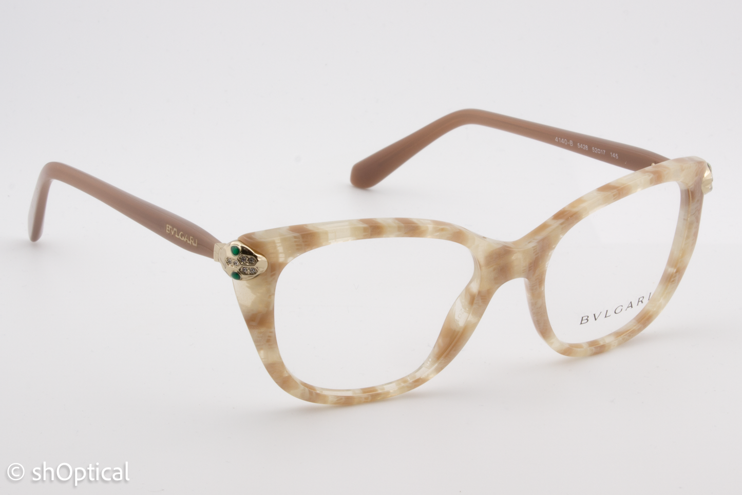 Bvlgari 4140-B  Female Square Glasses Frame Beige Mamba 52mm