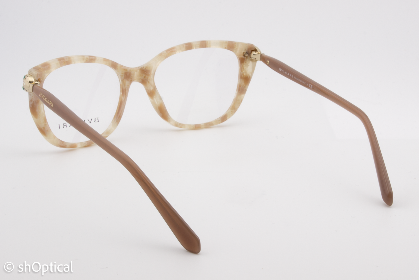 Bvlgari 4140-B  Female Square Glasses Frame Beige Mamba 52mm