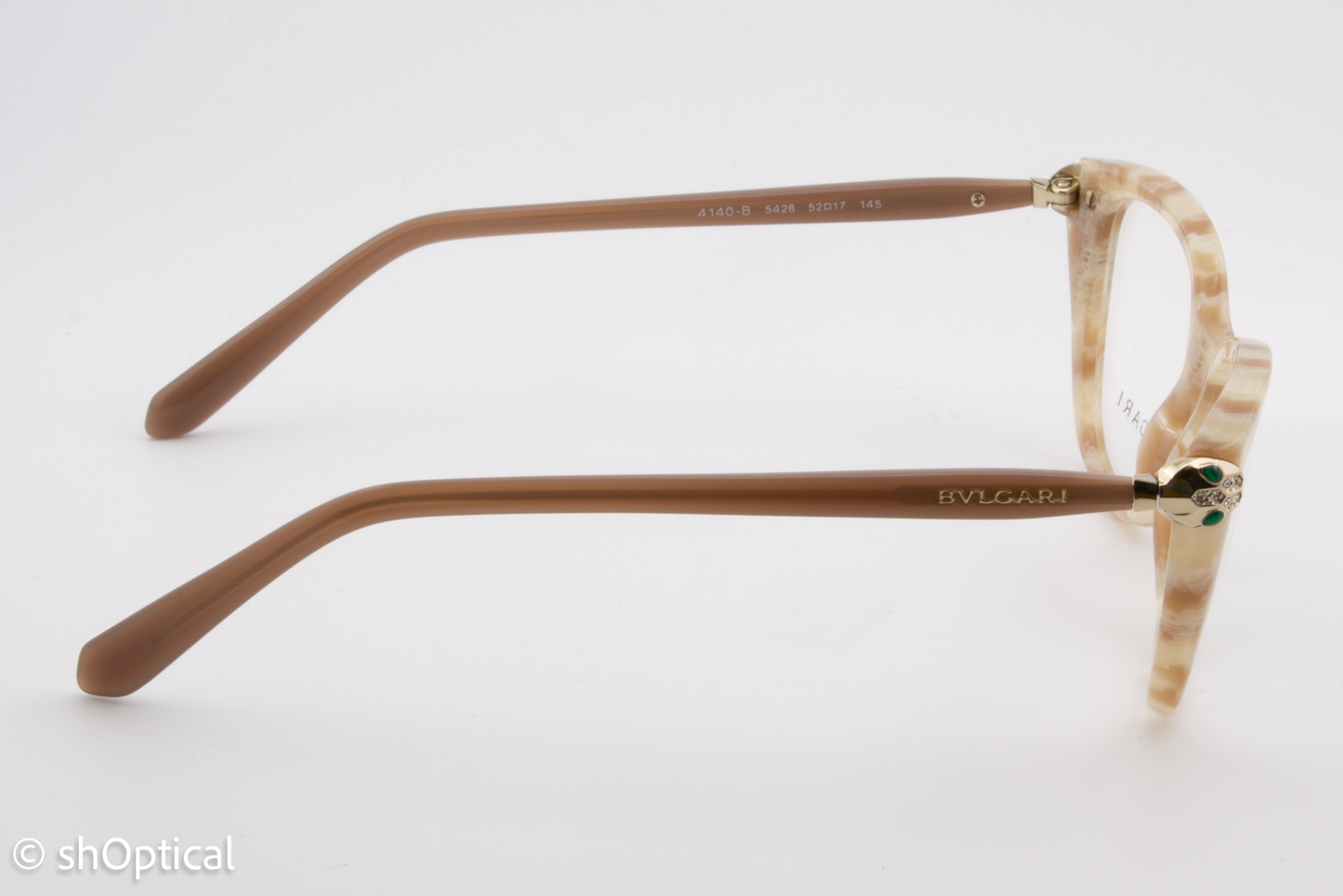 Bvlgari 4140-B  Female Square Glasses Frame Beige Mamba 52mm