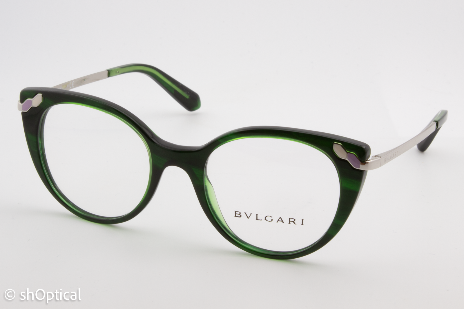 Bvlgari 4150  Female Cat Eye Glasses Frame Green 49mm