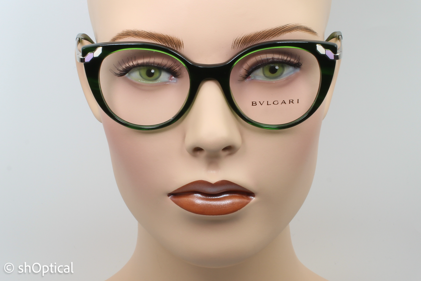 Bvlgari 4150  Female Cat Eye Glasses Frame Green 49mm