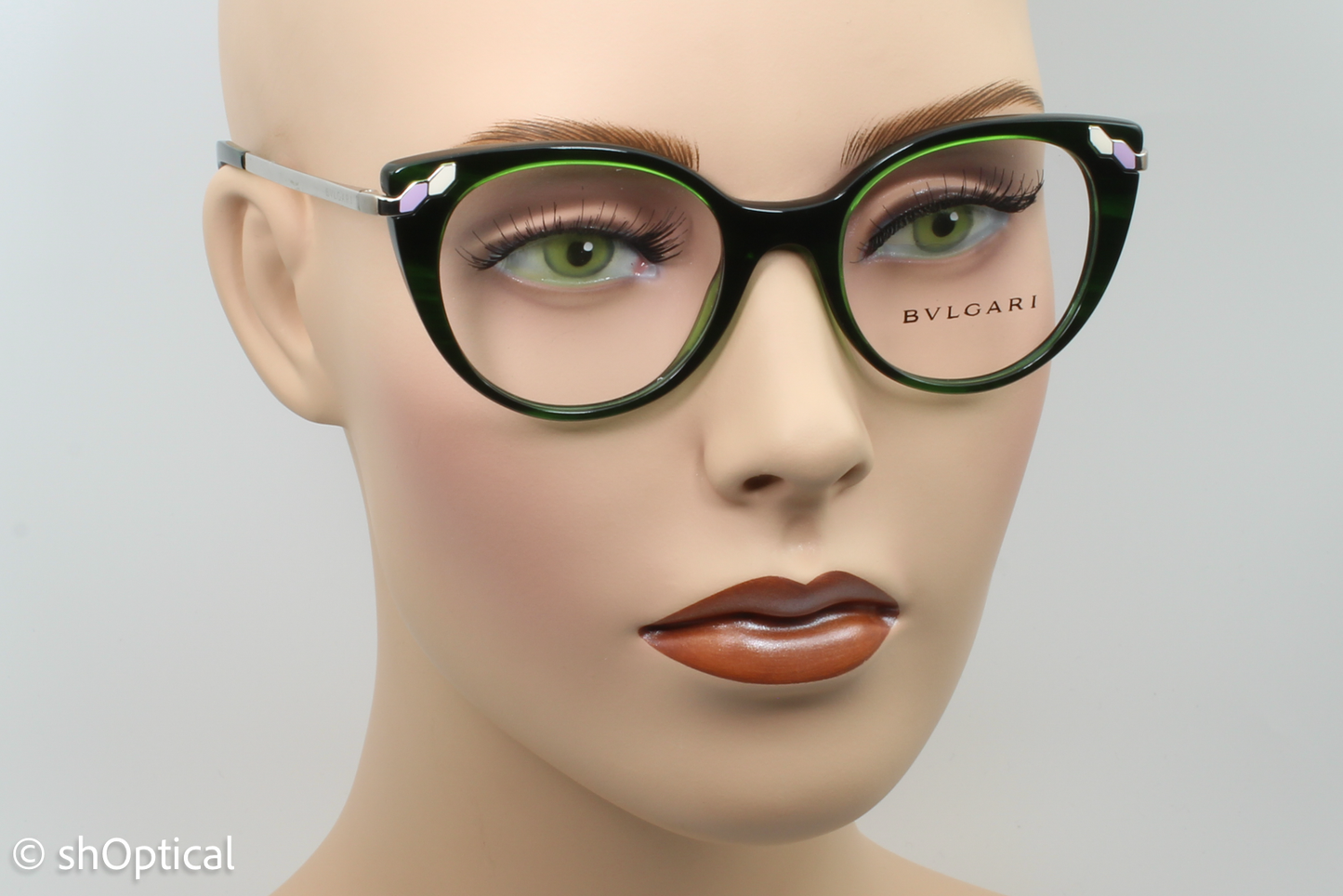 Bvlgari 4150  Female Cat Eye Glasses Frame Green 49mm