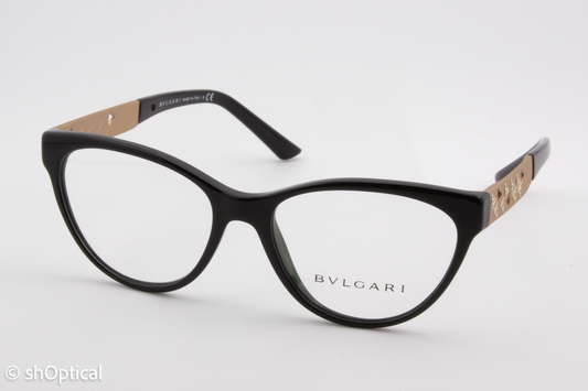 Bvlgari 4154-B  Female Cat Eye Glasses Frame Black 52mm