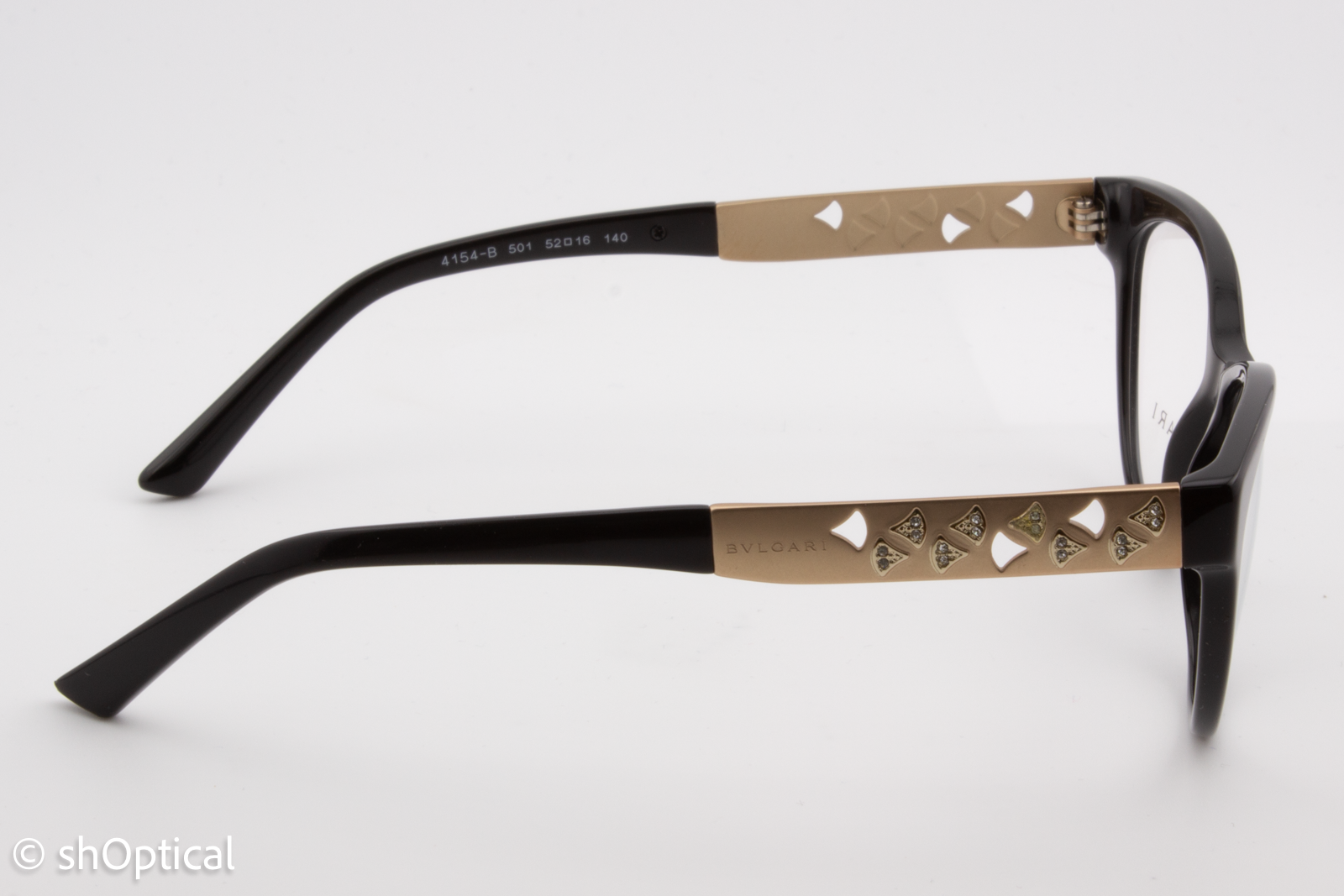 Bvlgari 4154-B  Female Cat Eye Glasses Frame Black 52mm