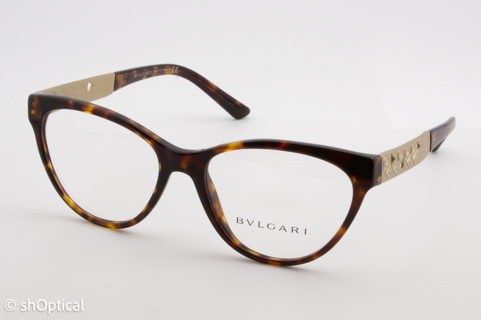 Bvlgari 4154-B  Female Cat Eye Glasses Frame Dark Havana 52mm