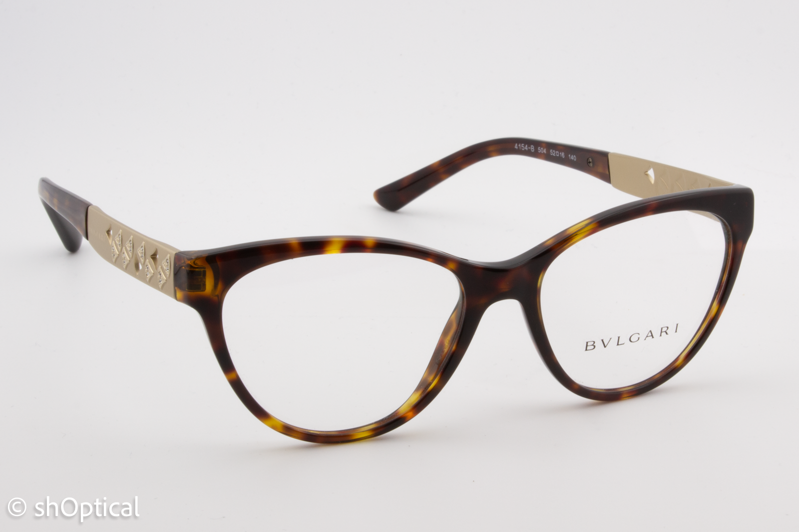 Bvlgari 4154-B  Female Cat Eye Glasses Frame Dark Havana 52mm
