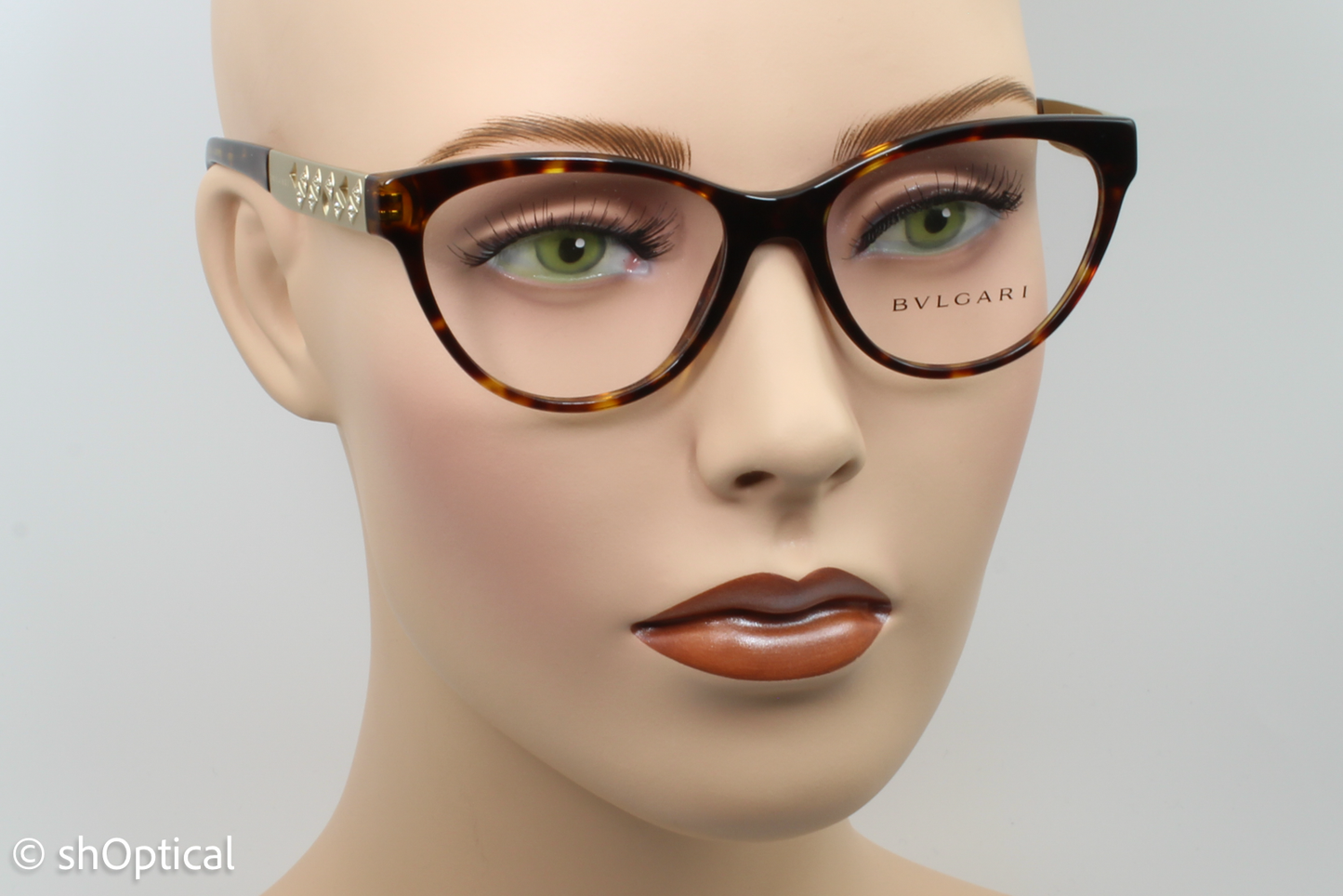 Bvlgari 4154-B  Female Cat Eye Glasses Frame Dark Havana 52mm