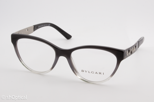 Bvlgari 4154-B  Female Cat Eye Glasses Frame Black Gradient Grey 52mm