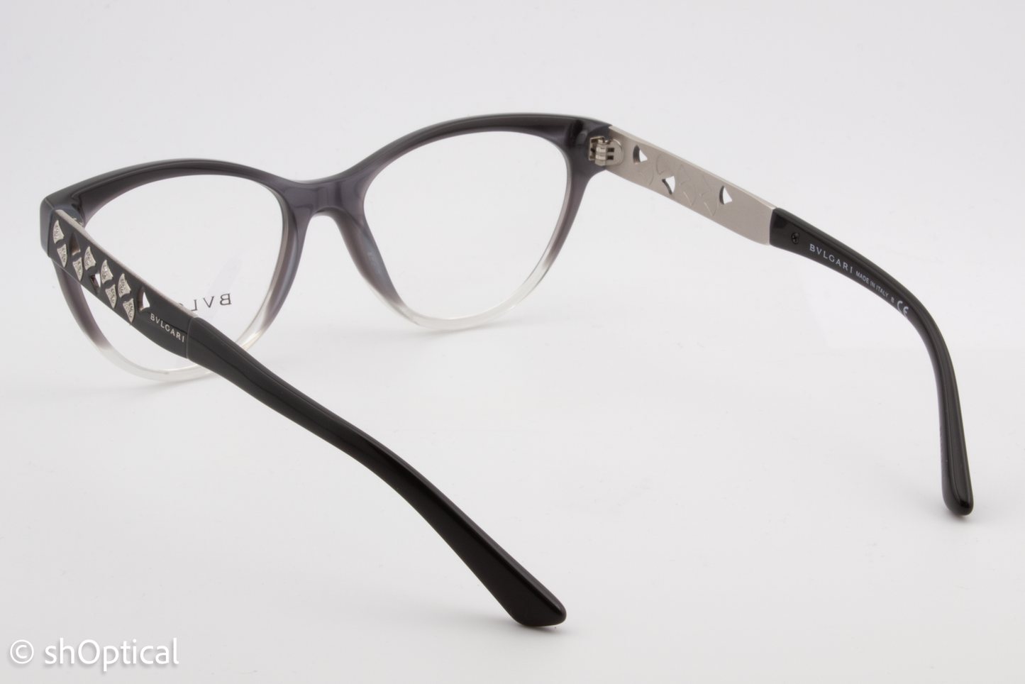 Bvlgari 4154-B  Female Cat Eye Glasses Frame Black Gradient Grey 52mm