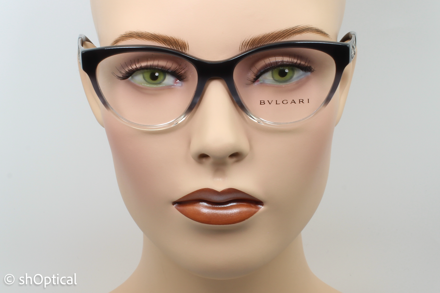 Bvlgari 4154-B  Female Cat Eye Glasses Frame Black Gradient Grey 52mm
