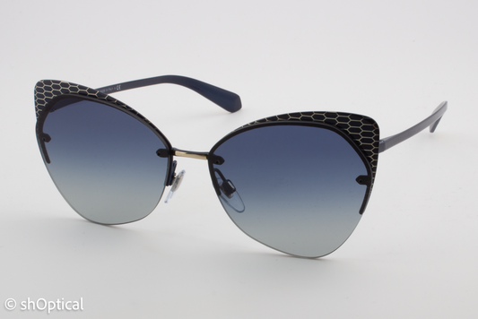 Bvlgari 6096 2020/4L Womens Half Rim Sunglasses Dark Blue 58mm