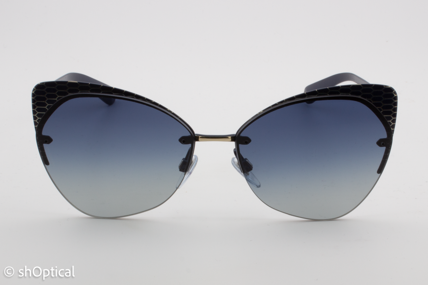 Bvlgari 6096 2020/4L Womens Half Rim Sunglasses Dark Blue 58mm