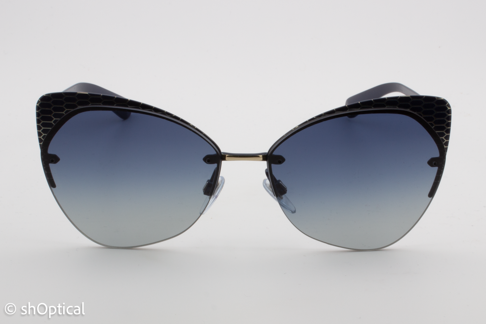 Bvlgari 6096 2020/4L Womens Half Rim Sunglasses Dark Blue 58mm