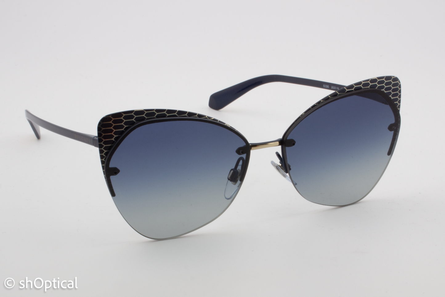 Bvlgari 6096 2020/4L Womens Half Rim Sunglasses Dark Blue 58mm