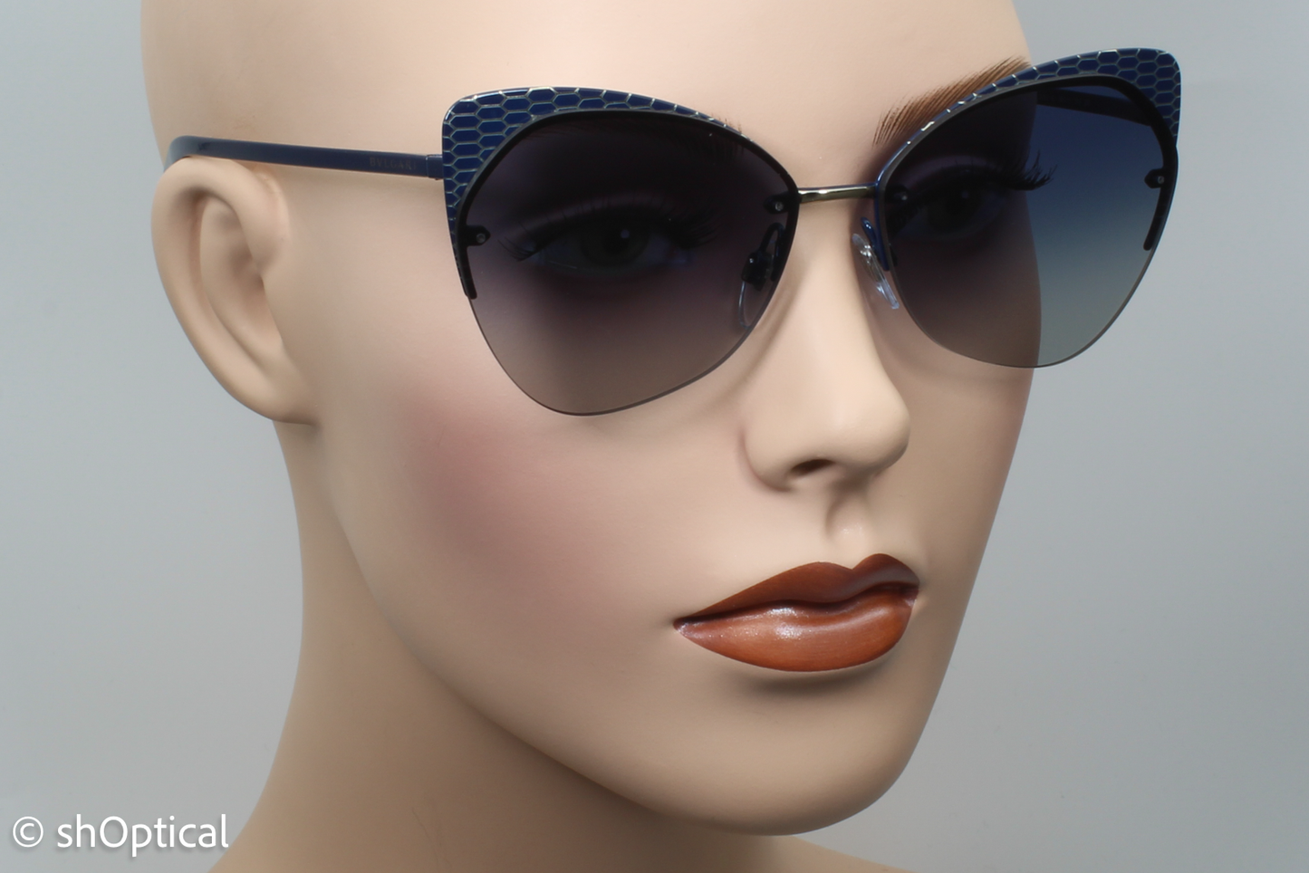 Bvlgari 6096 2020/4L Womens Half Rim Sunglasses Dark Blue 58mm