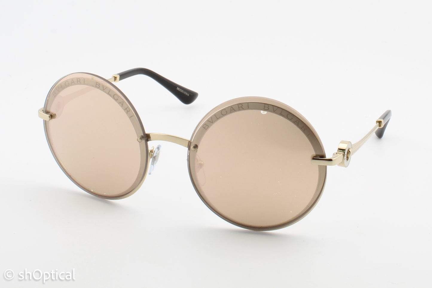 Bvlgari 6149-B 278/4Z Womens Rimless Sunglasses Pale Gold 56mm