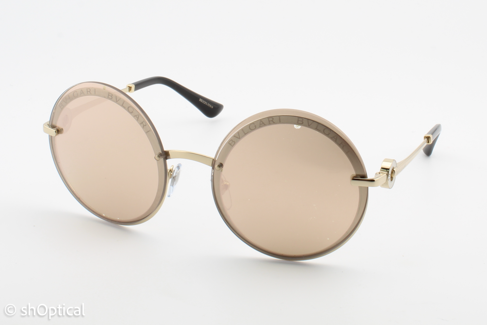 Bvlgari 6149-B 278/4Z Womens Rimless Sunglasses Pale Gold 56mm