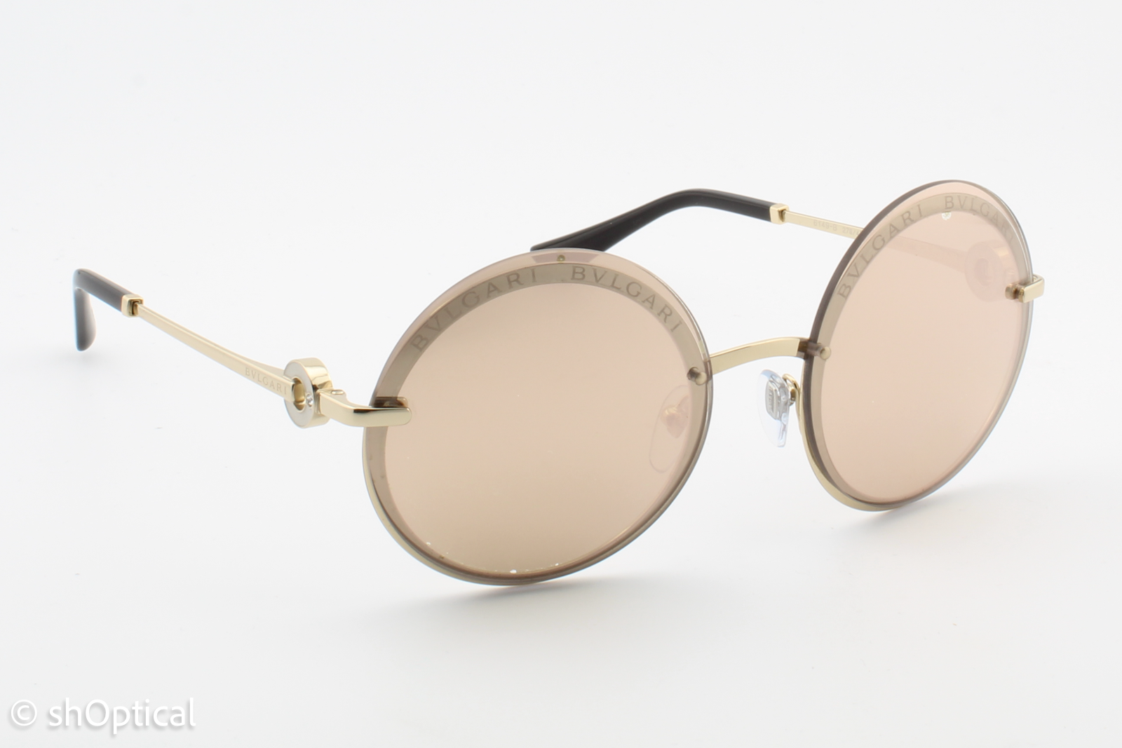 Bvlgari 6149-B 278/4Z Womens Rimless Sunglasses Pale Gold 56mm