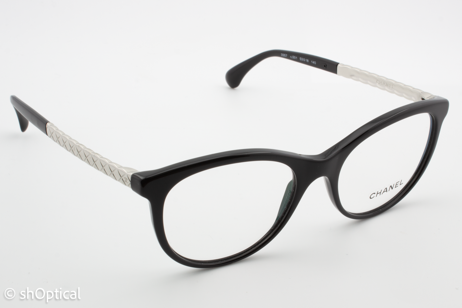 Chanel 3357  Female Cat Eye Glasses Frame Black 53mm