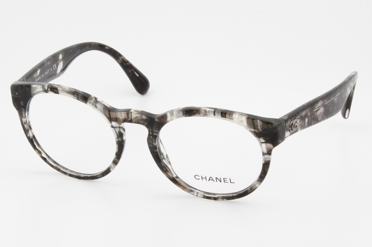 Chanel 3359  Female Round Glasses Frame Gloss Transparent Black Tweed 51mm