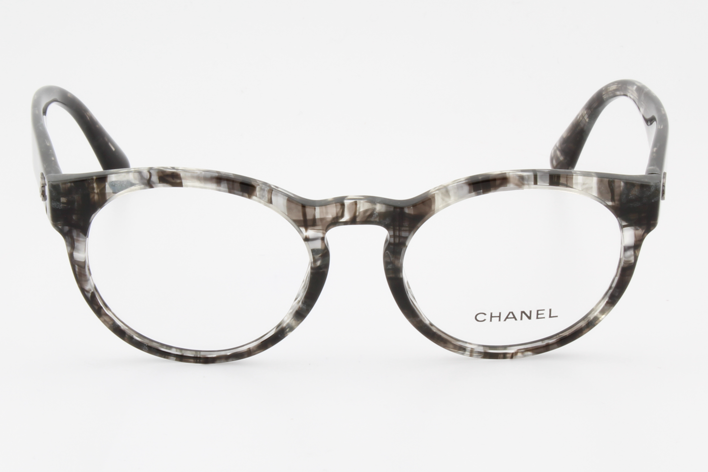 Chanel 3359  Female Round Glasses Frame Gloss Transparent Black Tweed 51mm