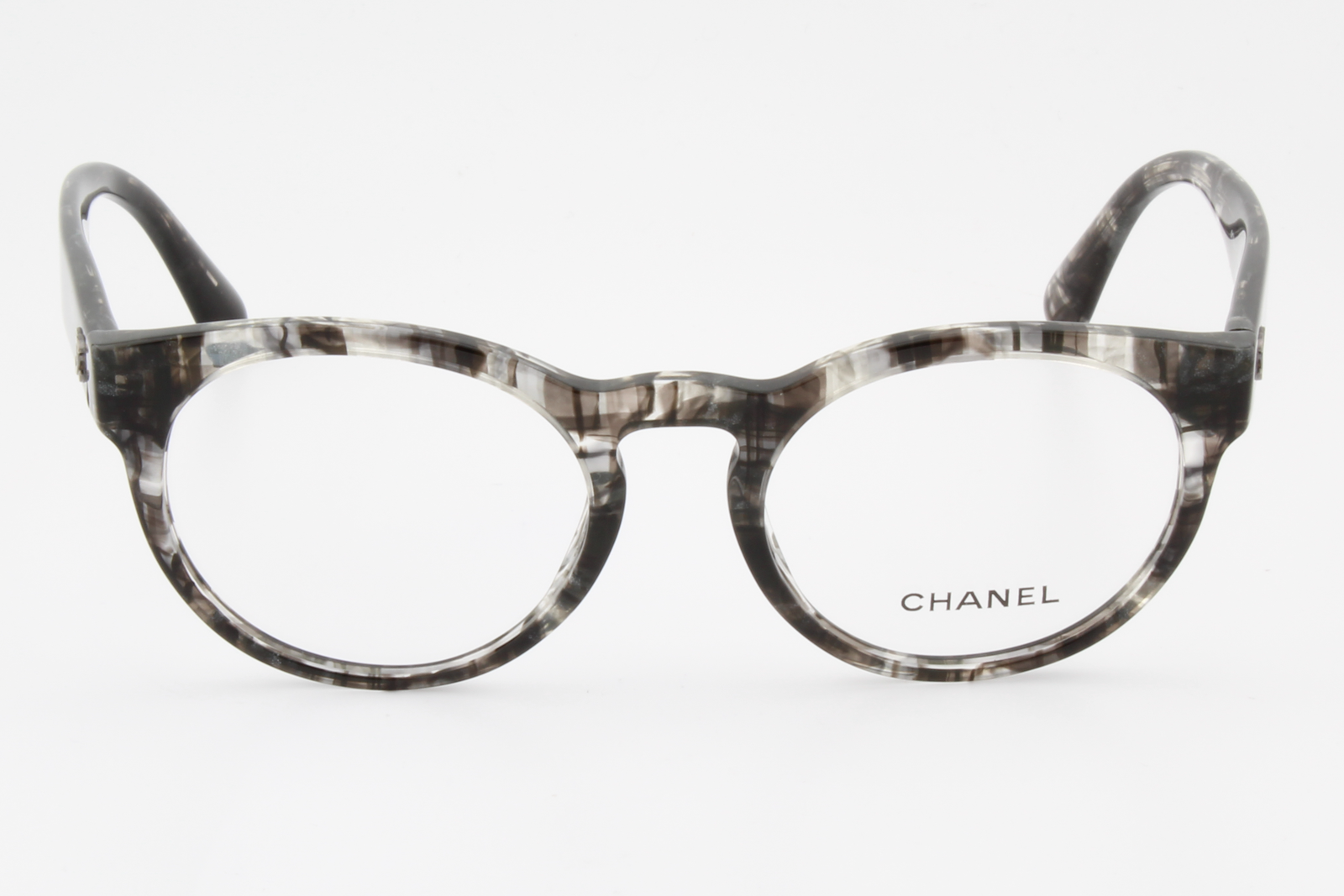 Chanel 3359  Female Round Glasses Frame Gloss Transparent Black Tweed 51mm