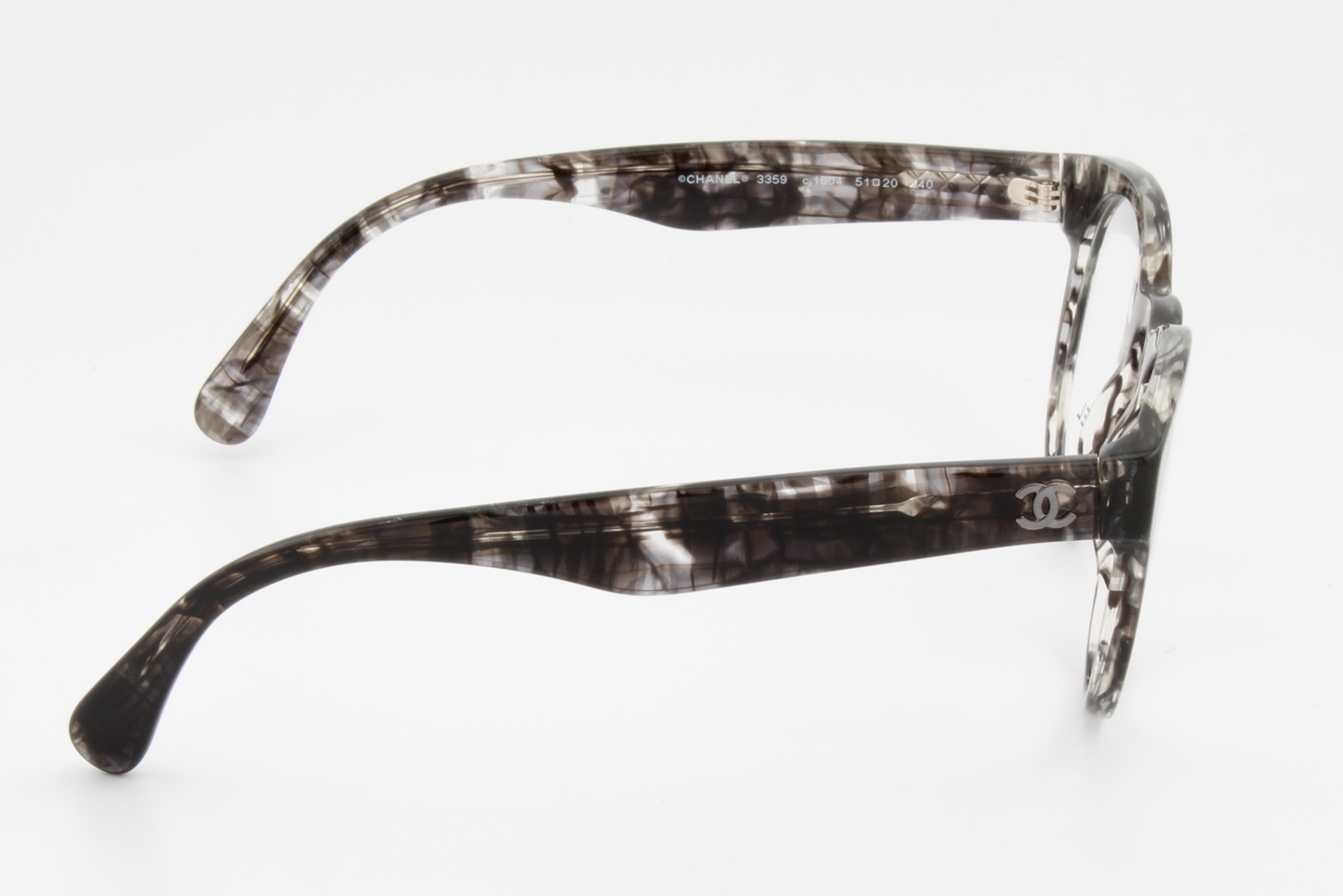 Chanel 3359  Female Round Glasses Frame Gloss Transparent Black Tweed 51mm