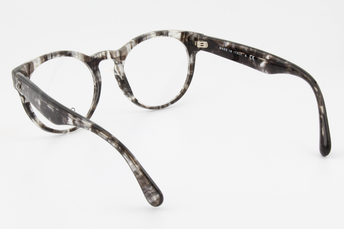 Chanel 3359  Female Round Glasses Frame Gloss Transparent Black Tweed 51mm